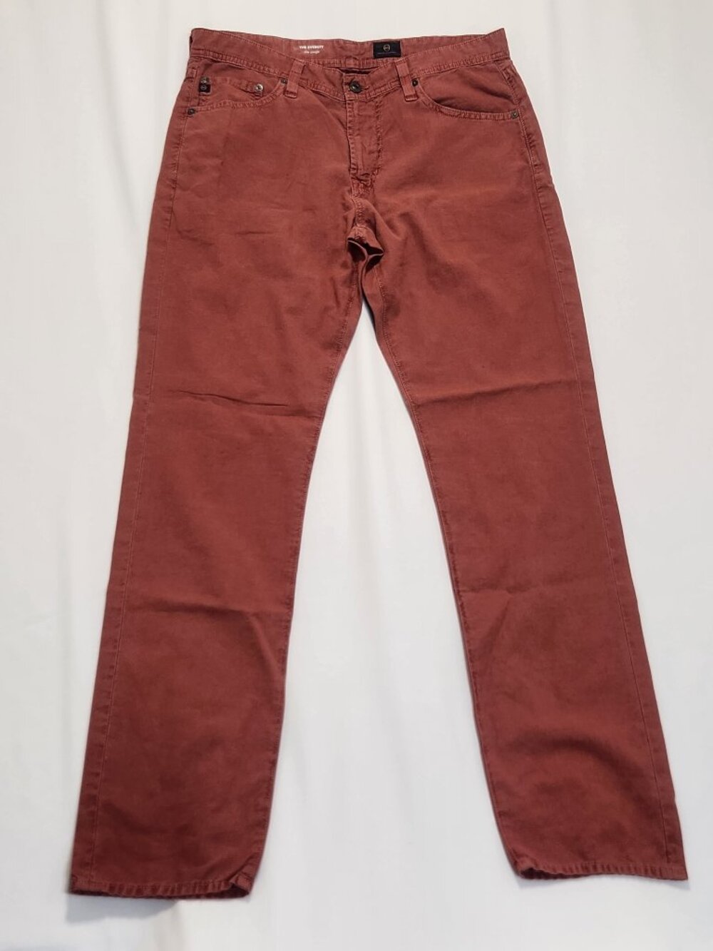 AG Adriano Goldschmied The Everett Pants Mens 32 Brick Red Linen Blend Slim NWOT